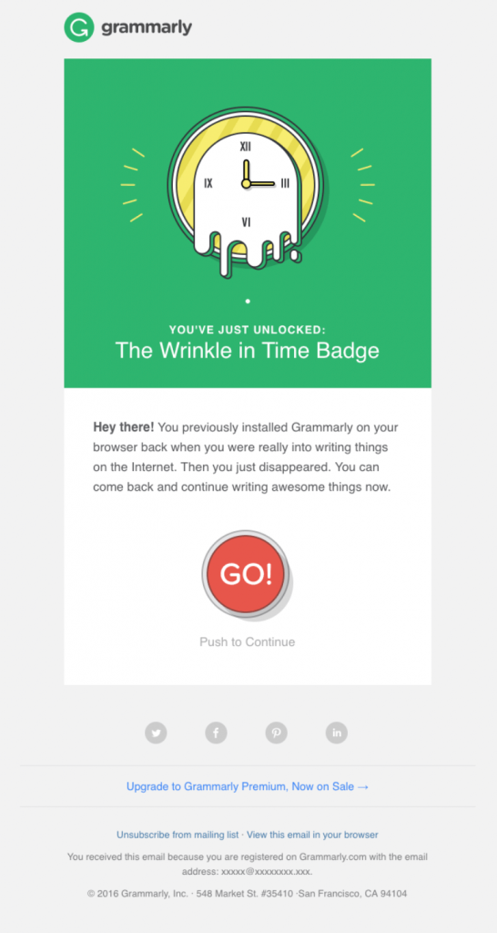 we miss you email, grammarly reengagement email