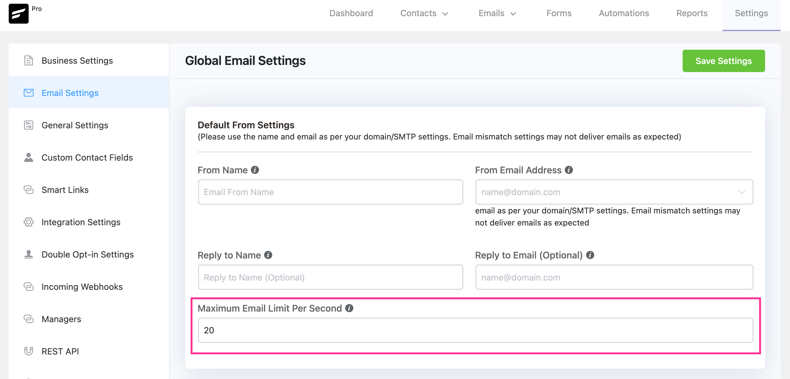 crm email limit