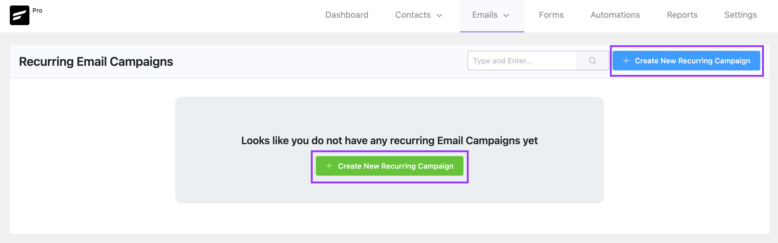 recurring campaign create new