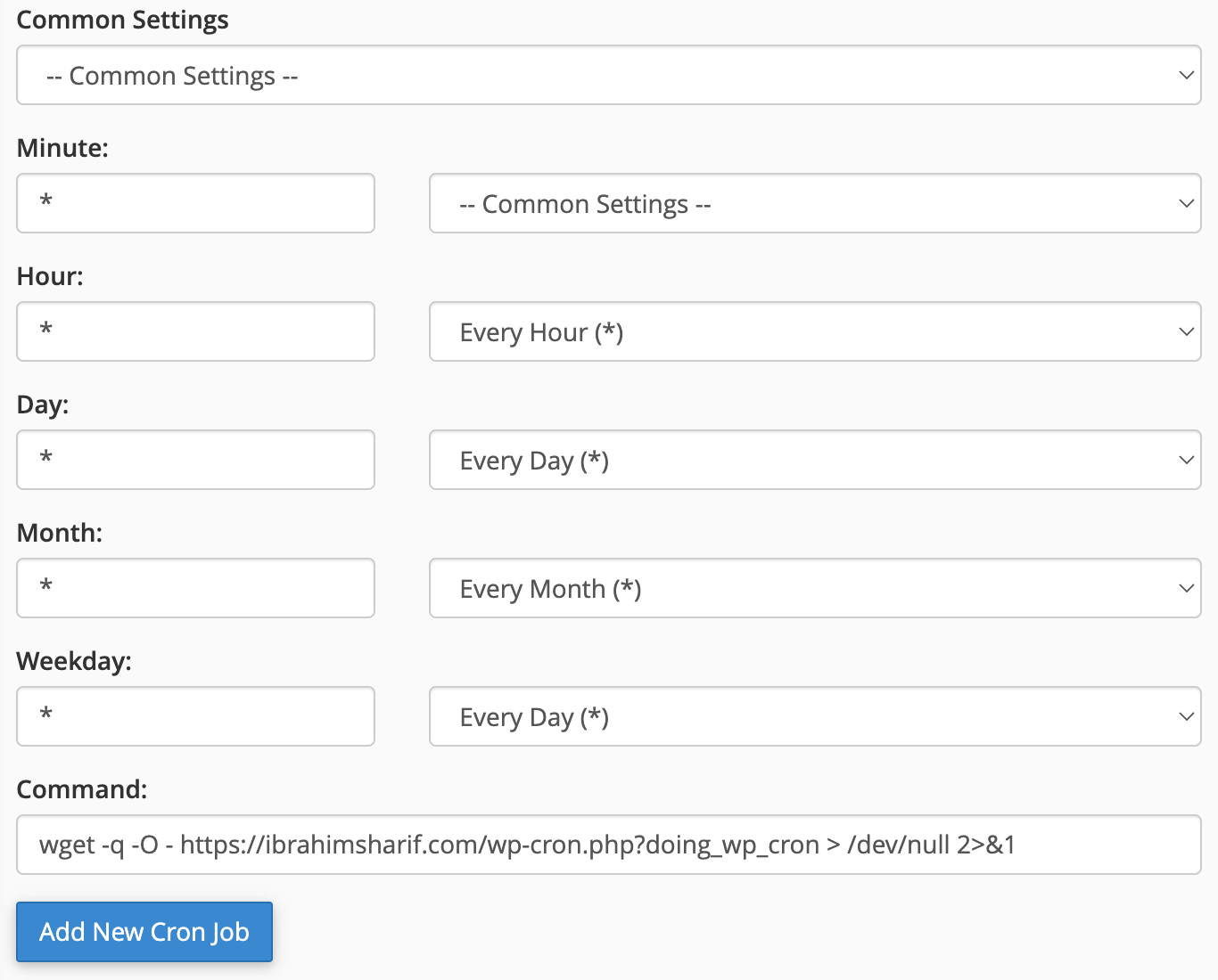 cron cpanel