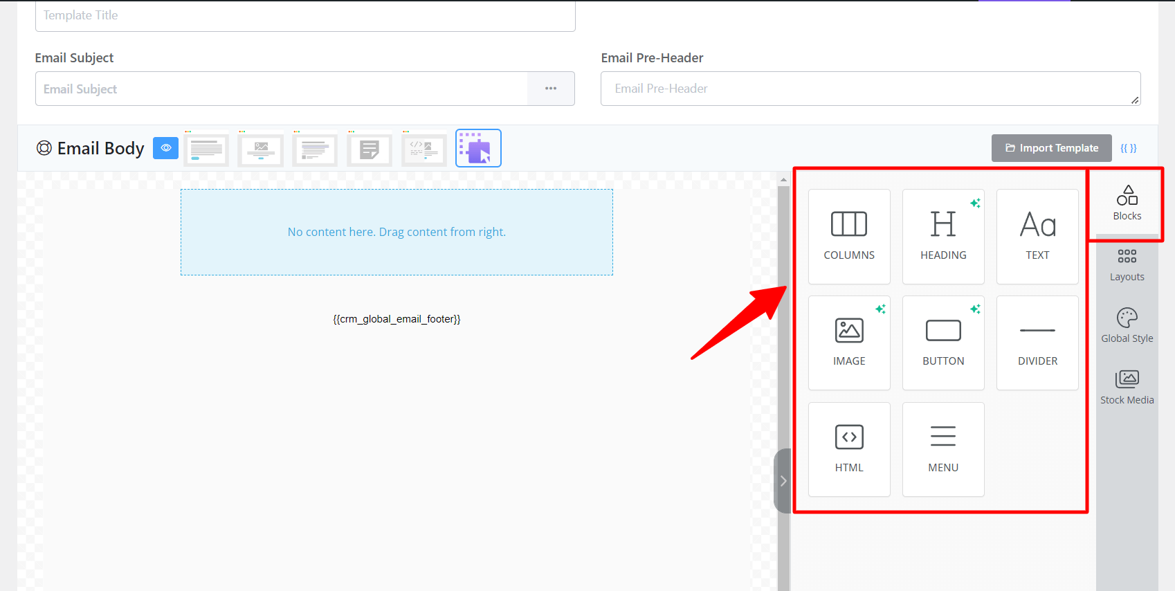 fluent crm visual builder block option