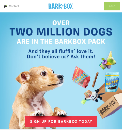 social proof email example from barkbox