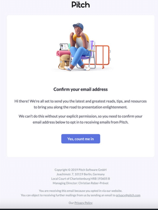 pitch subscription confirmation email 