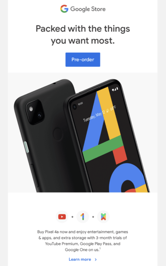 google pixel 4a product launch email