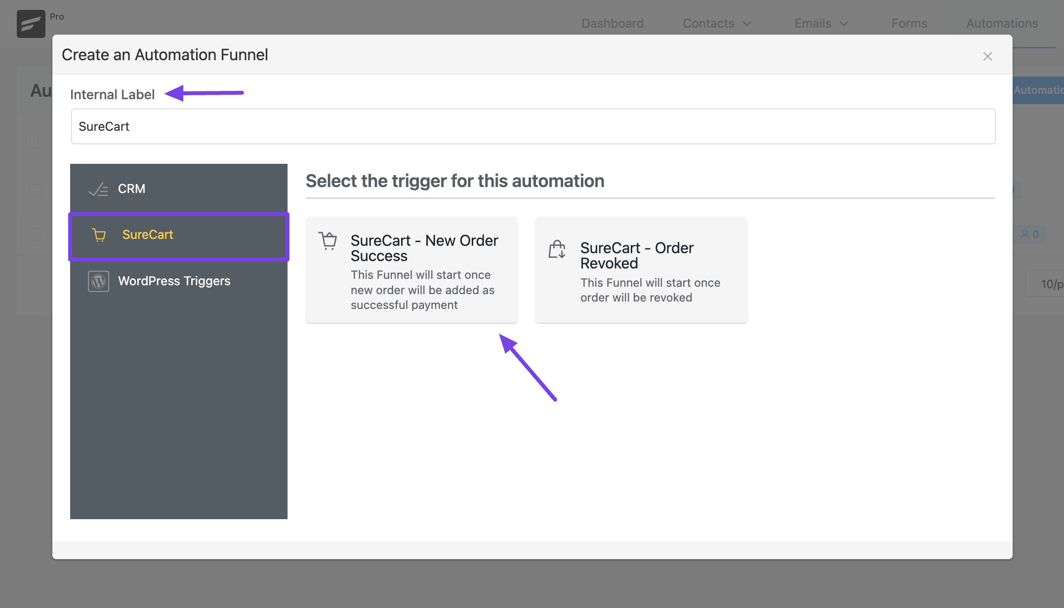 automations fluentcrm