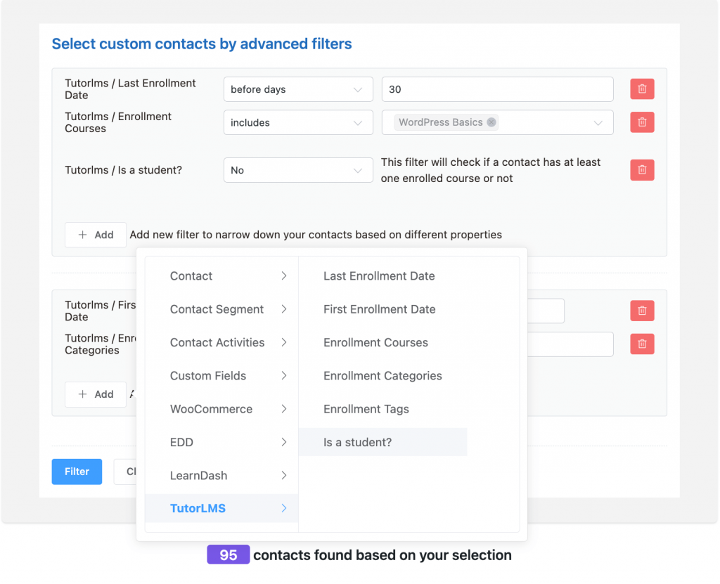 tutor lms advanced segmentation