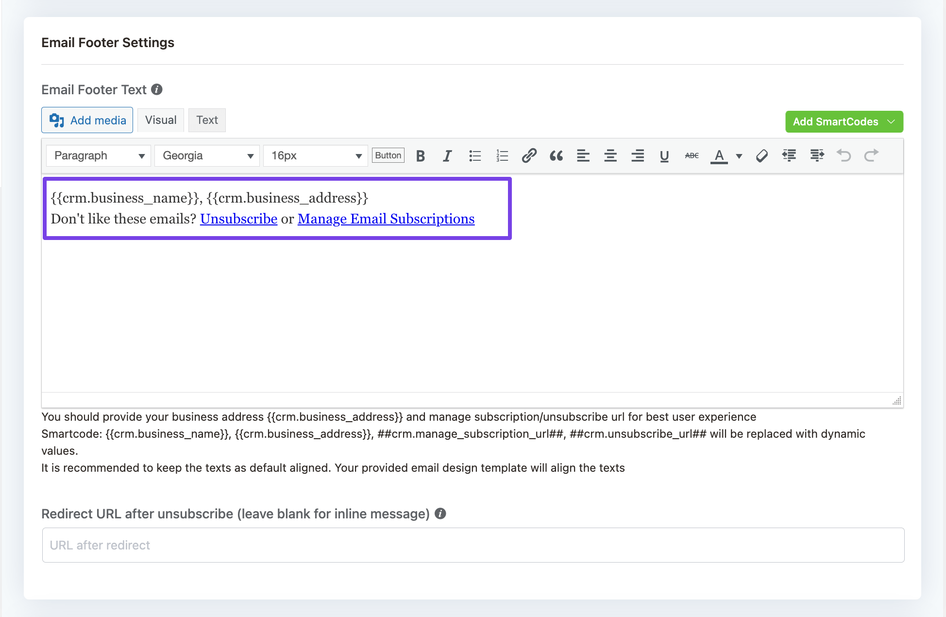 email settings fluentcrm