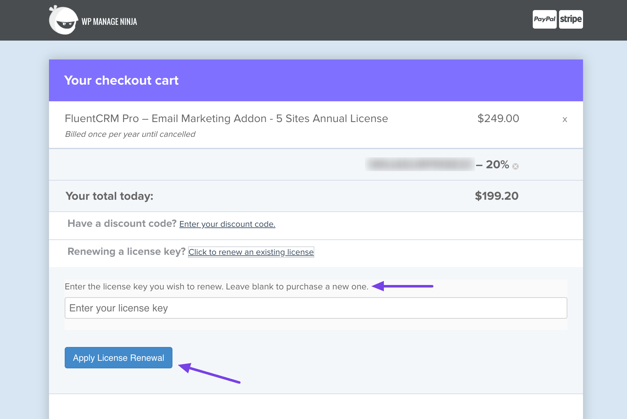 fluentcrm license renew 2