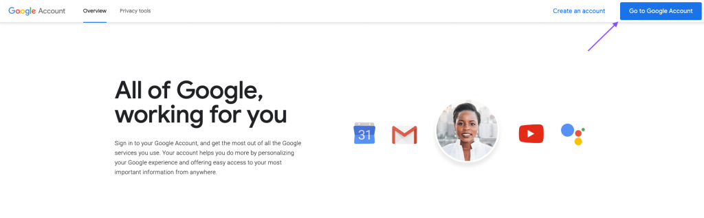 change gmail profile picture of custom email - go to google account 