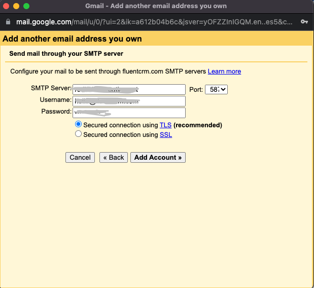 change gmail profile picture of custom email- add SMTP server credentials