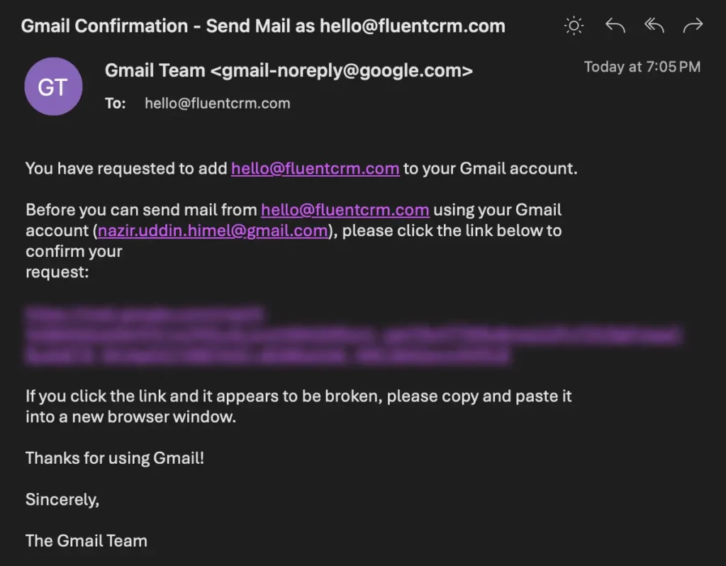 gmail email sender confirmation