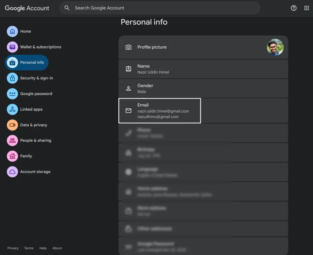 google my account
