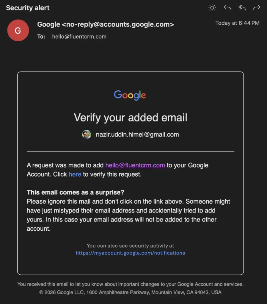 verification email