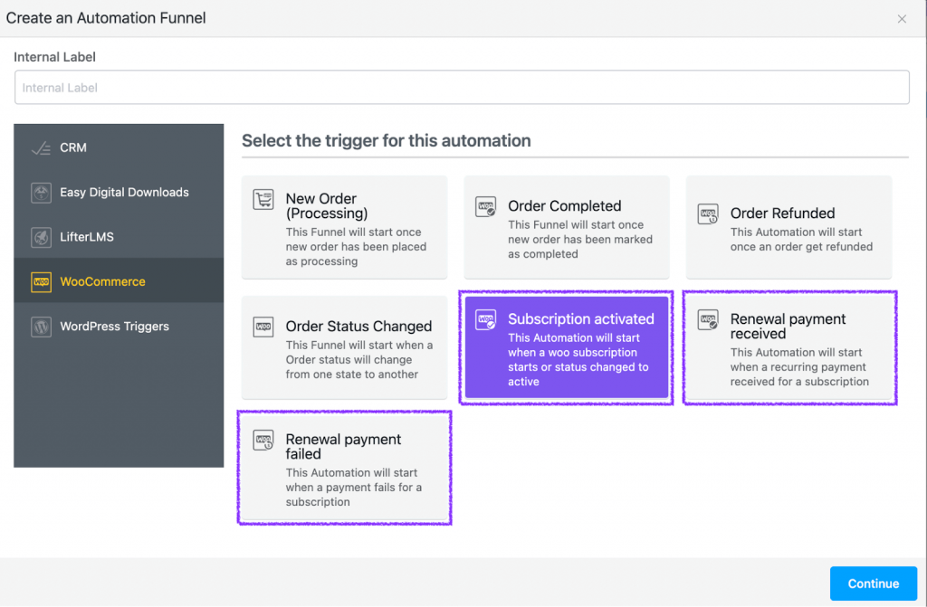 woocommerce subscription triggers