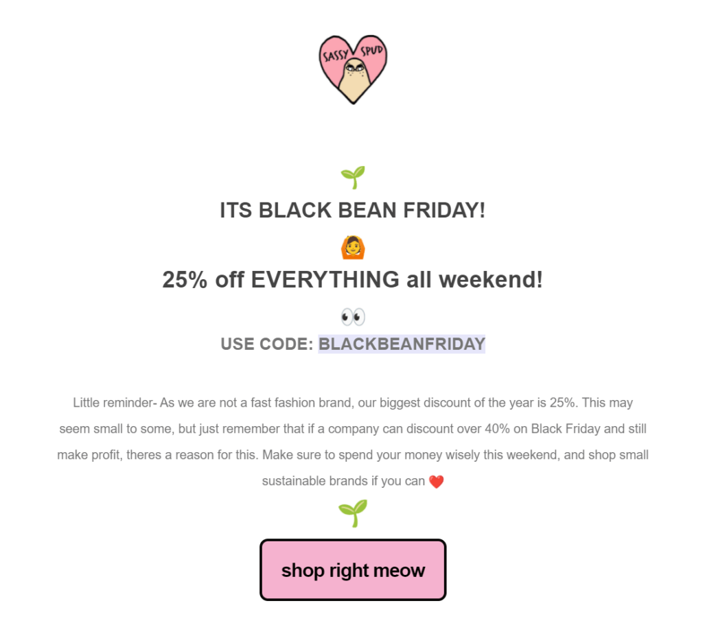 it's black bean friday email