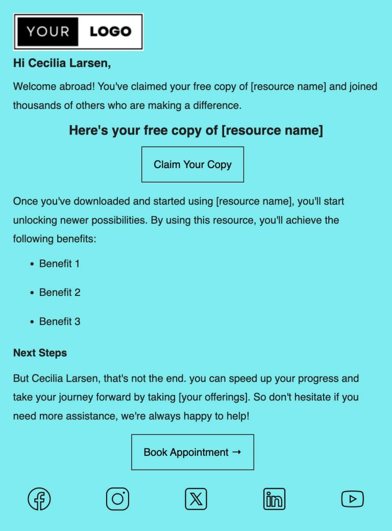 free resource email template