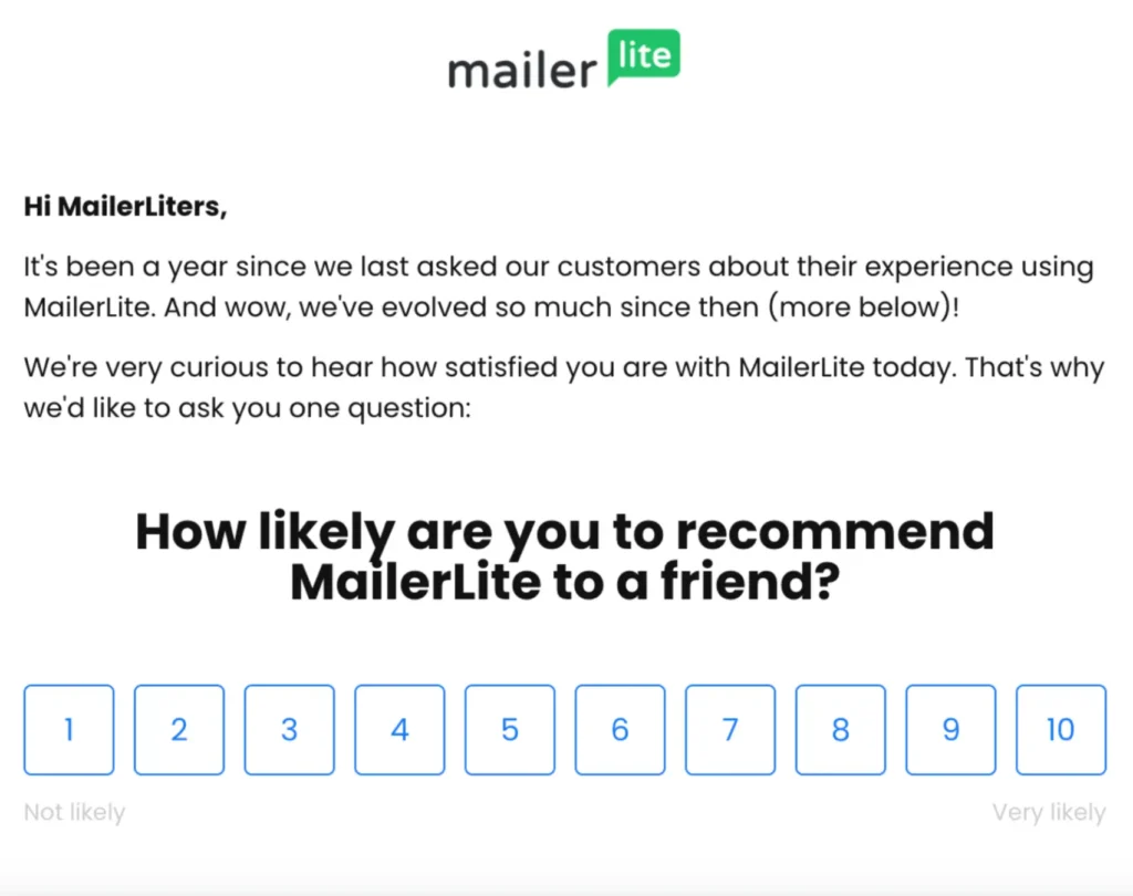 mailerlite customer feedback email examples