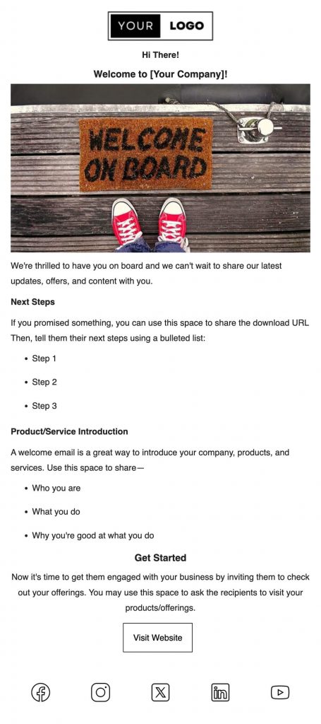 new subscriber welcome email template