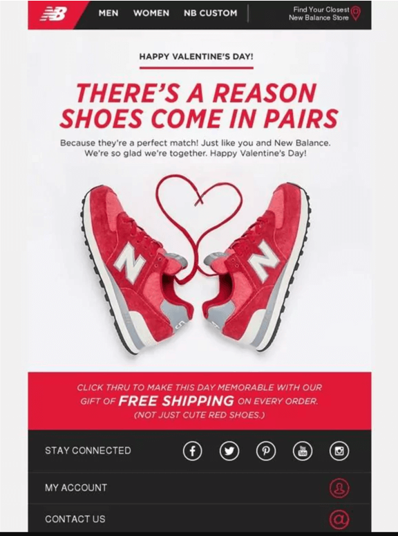 new balance valentine's day email example 