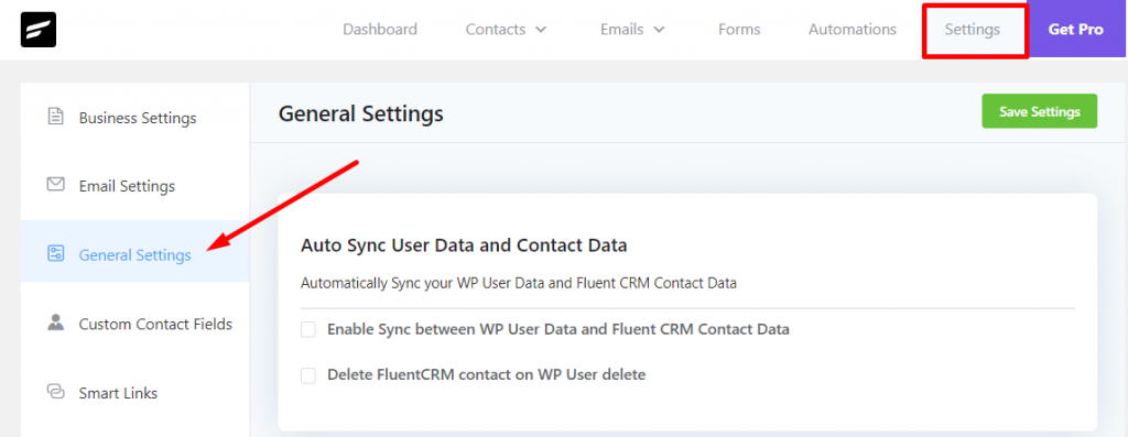 fluentcrm general settings