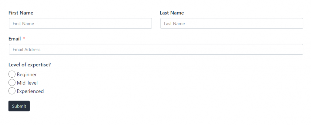 example form with Fluent Forms