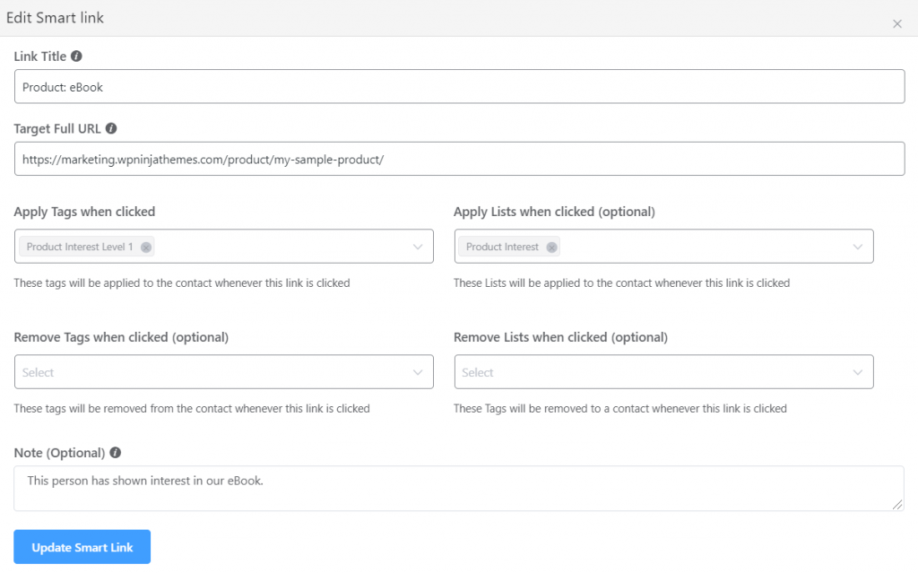 fluentcrm smartlink