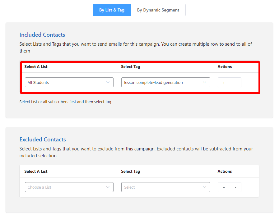 fluentcrm learndash student filtering