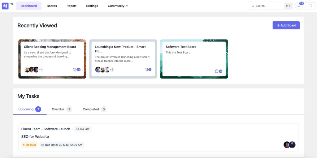FluentBoards - Dashboard