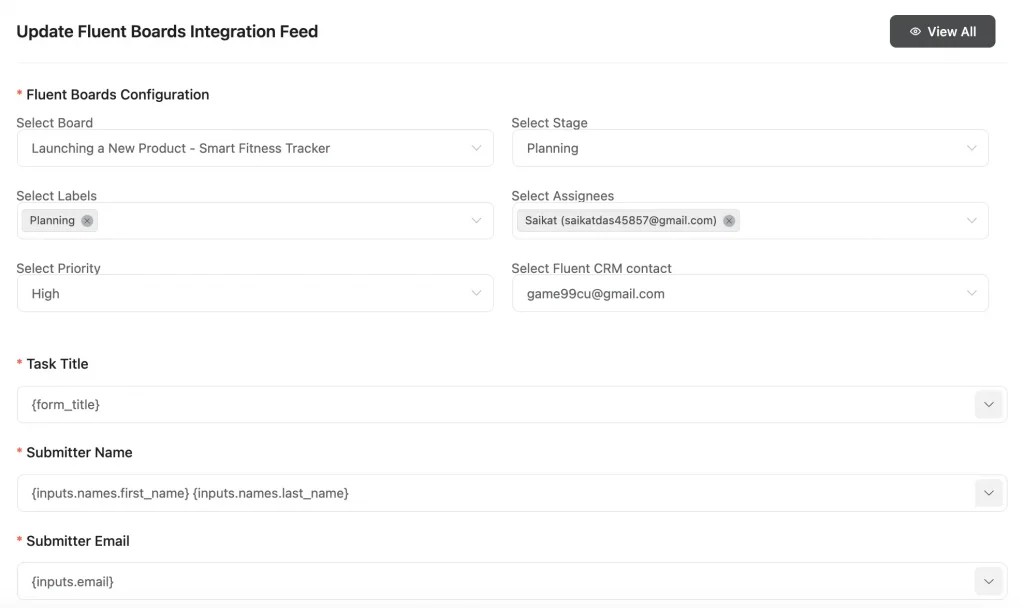 FluentBoards X FluentForms Integration