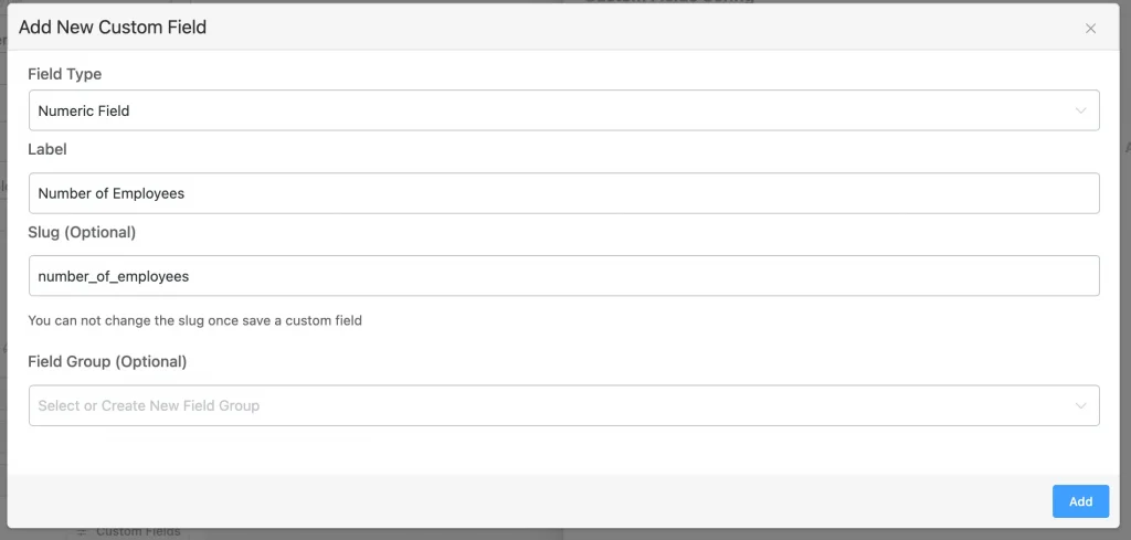 Company Module: Custom Field Details