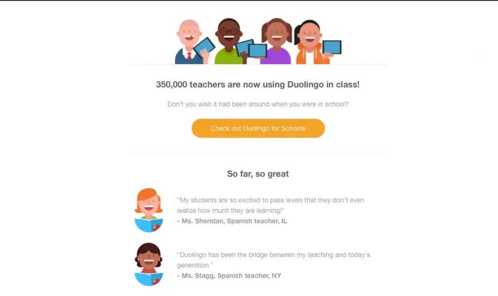 email engagement: referreal or social proof example duolingo