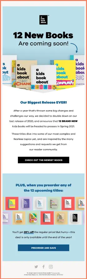 a kids co. new books release email