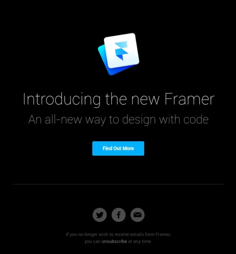 framer brand new platform announcement email