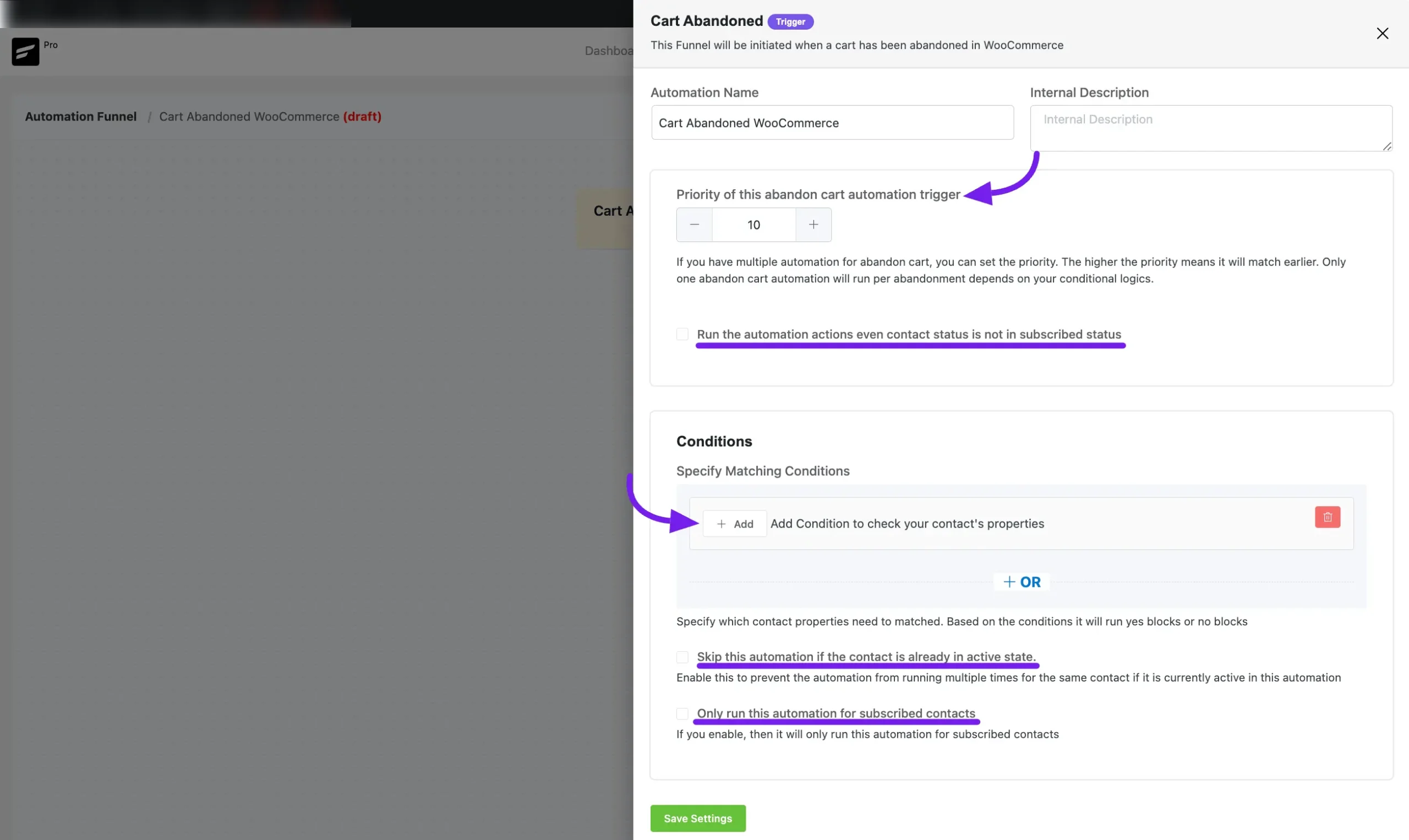 automation funnels fluentcrm abandon 4