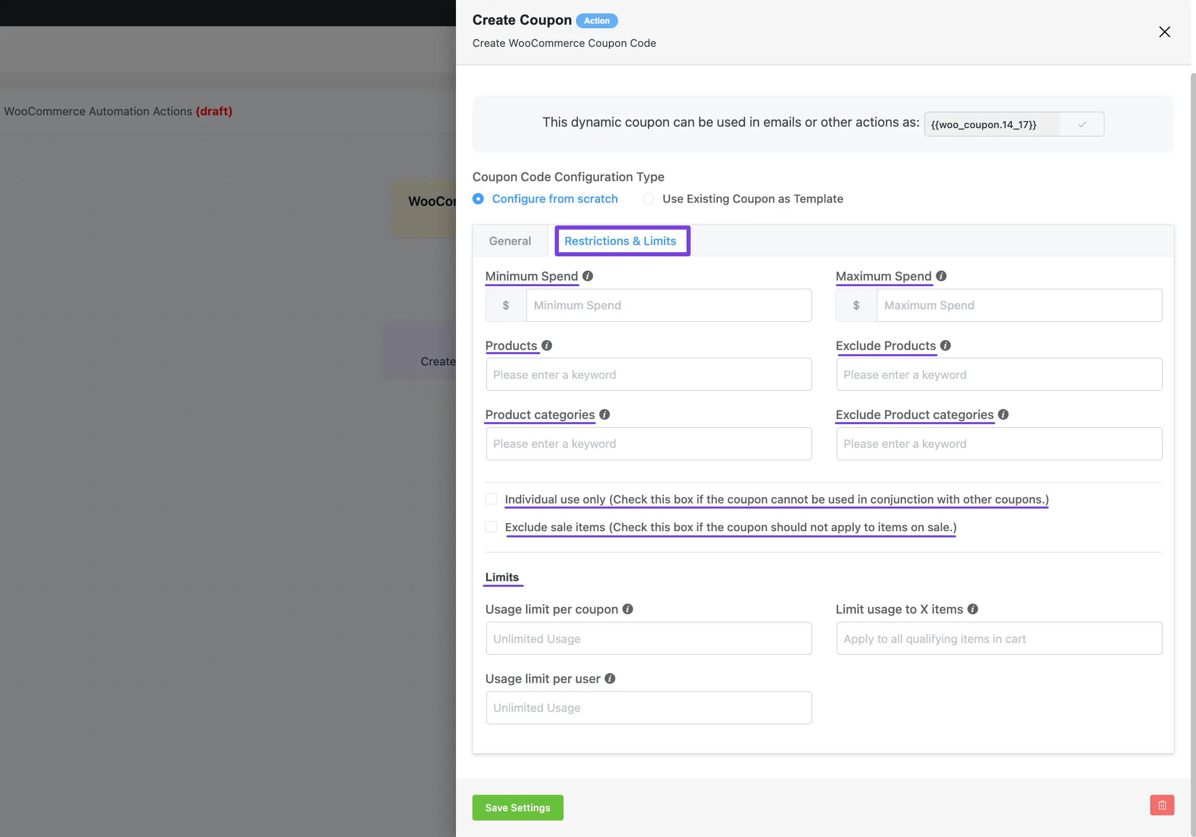 all the restrictions & limits options