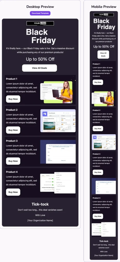 bfcm email template: Mobile optimized