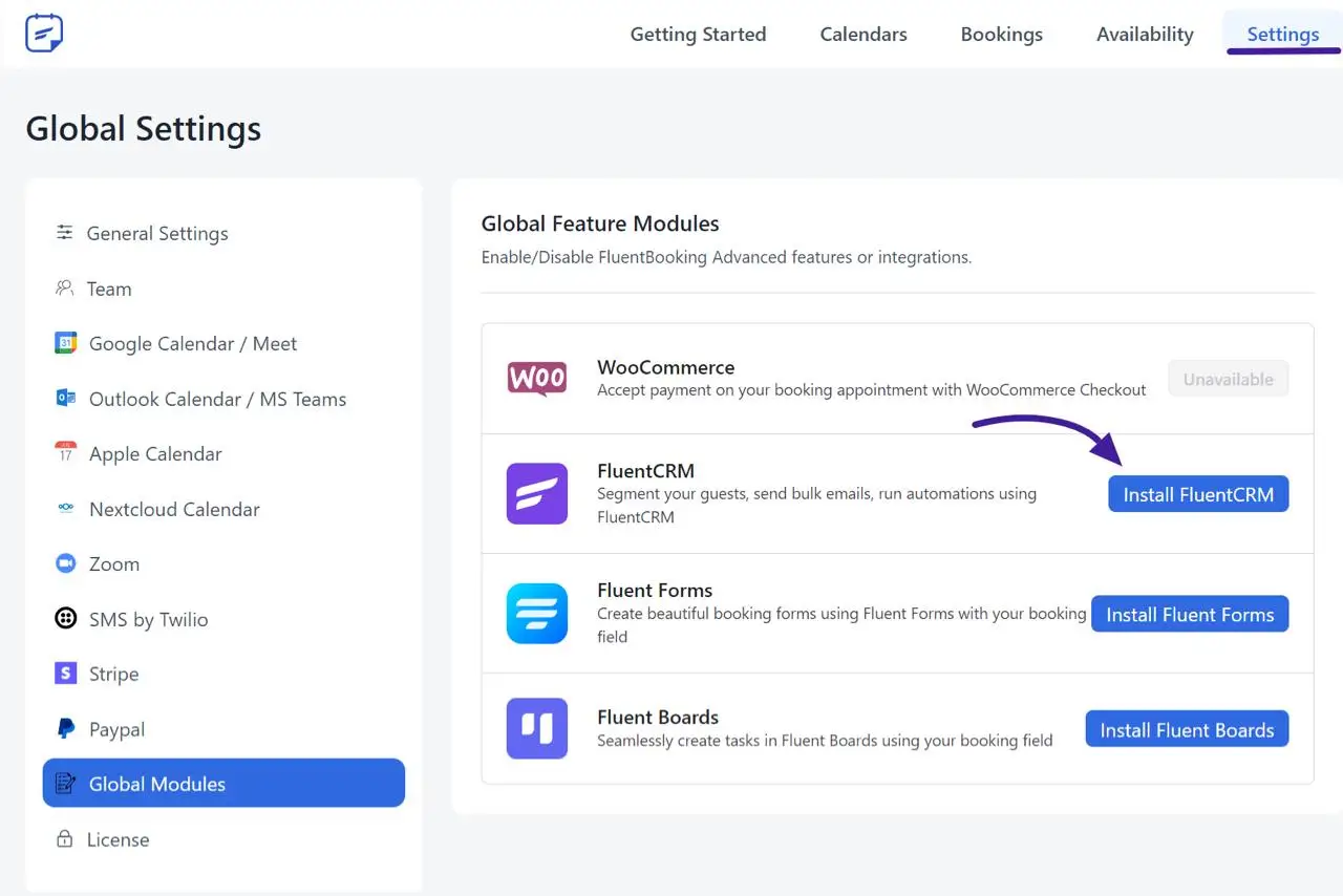 FluentBooking integration with FluentCRM