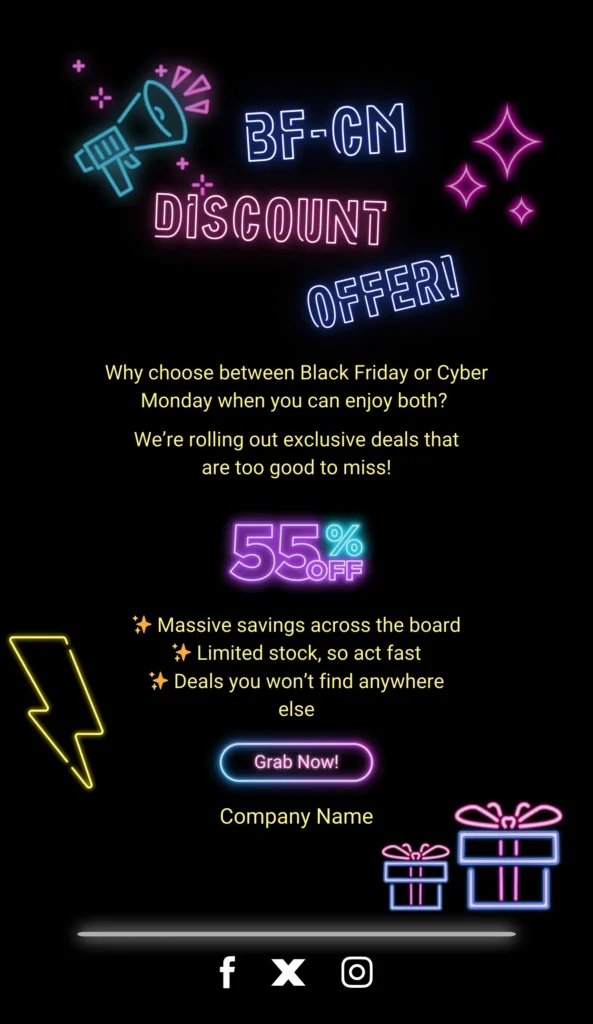 Black friday cyber monday email template