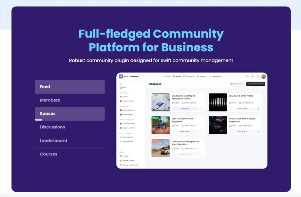 FluentCommunity Features