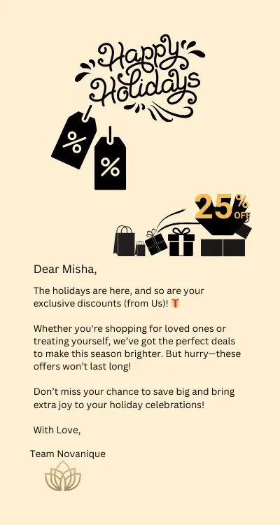 Exclusive Holiday Discounts Email Template