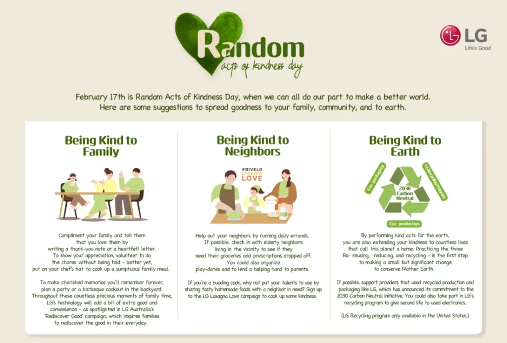 random act of kindness day february newsletter ideas