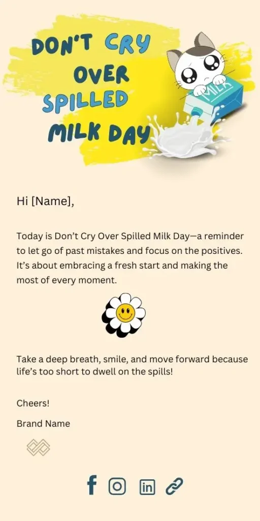 February Newsletter Ideas- Don't Cry Over Spilled Milk Day