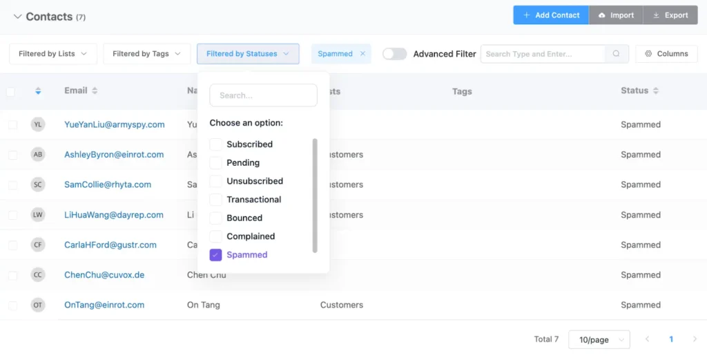 fluentcrm's new spammed status for bounce handling