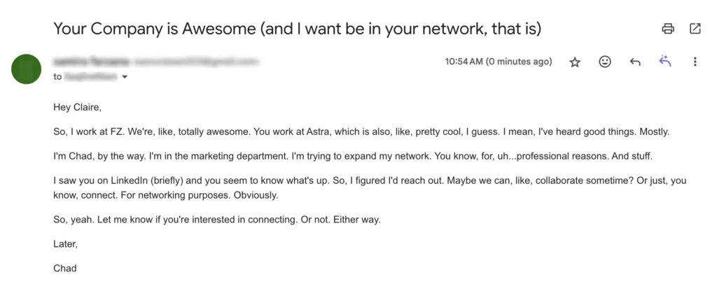 bad networking email example