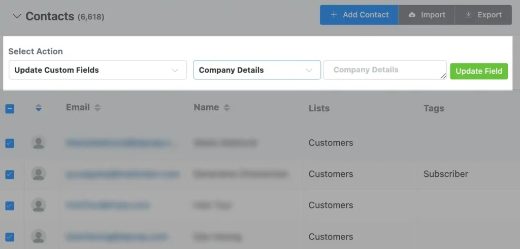 bulk update custom fields fluentcrm