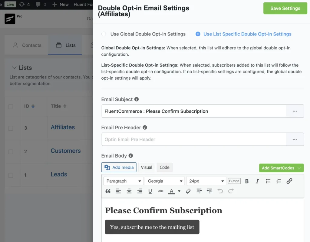 List based double opt-in