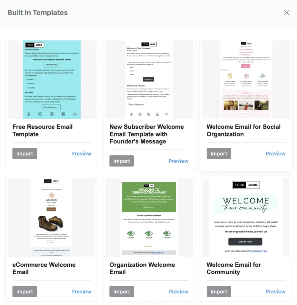 FluentCRM Email Templates