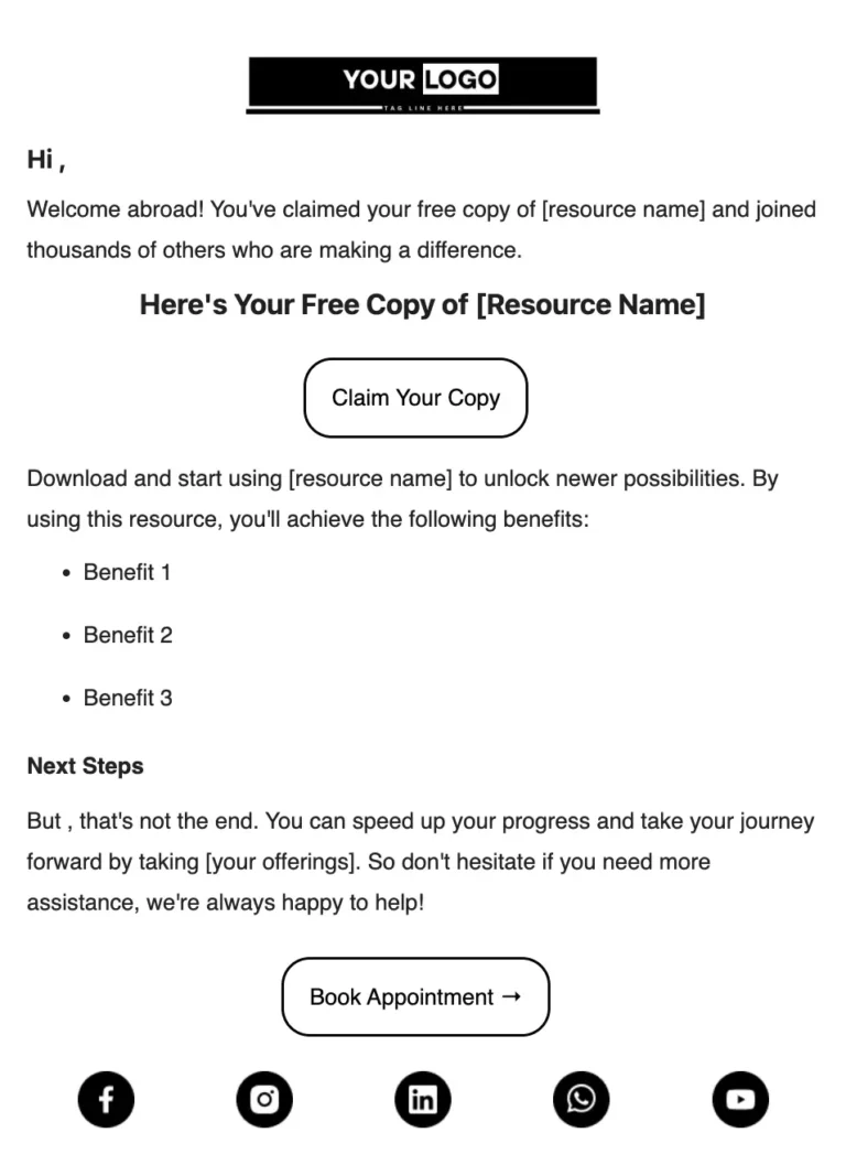 free resource email template
