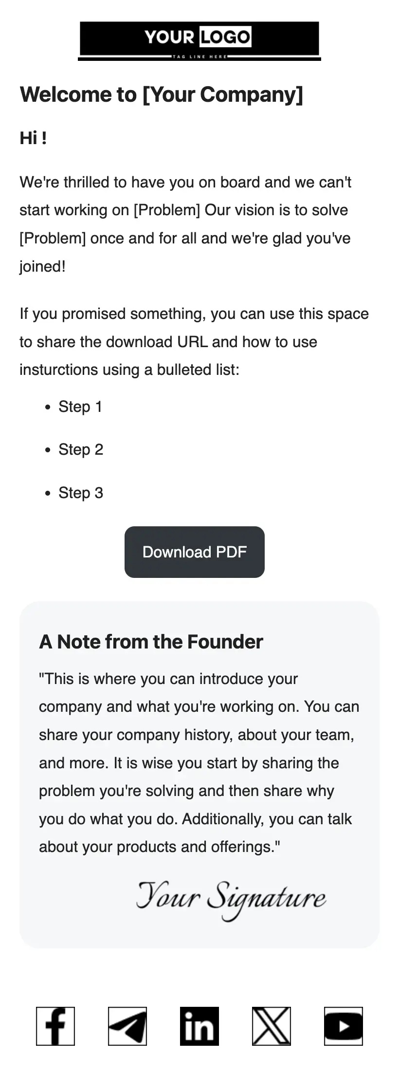 Welcome Email for New Subscribers with Founders Message mobile