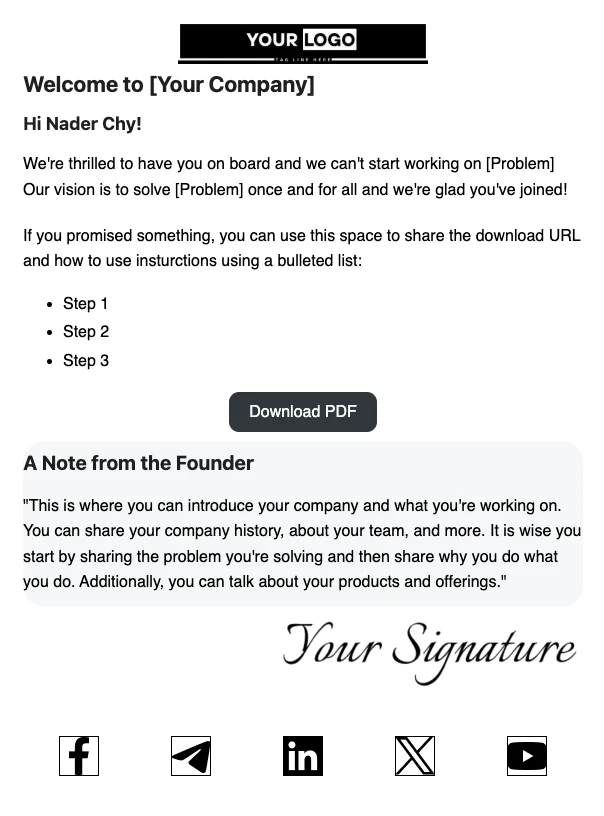 new subscriber welcome email